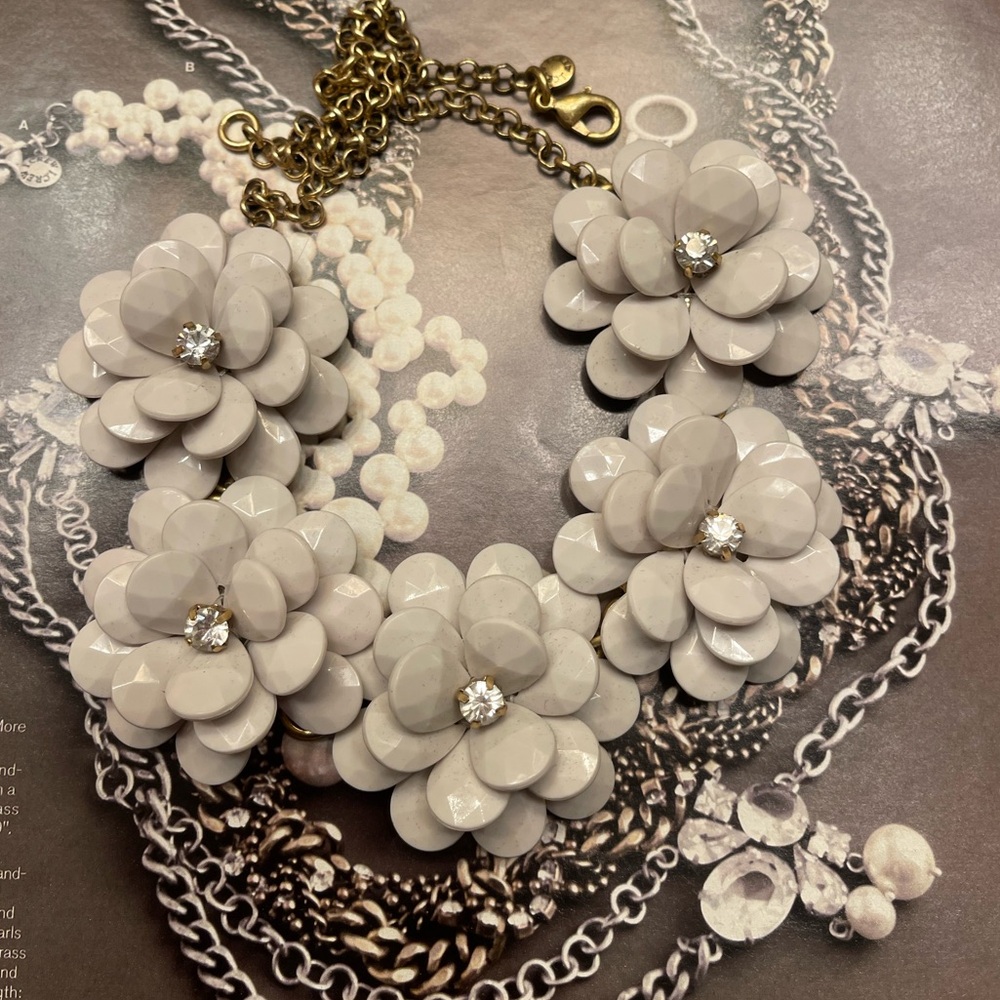 JCREW Chic Floral Necklace with Gold Accents